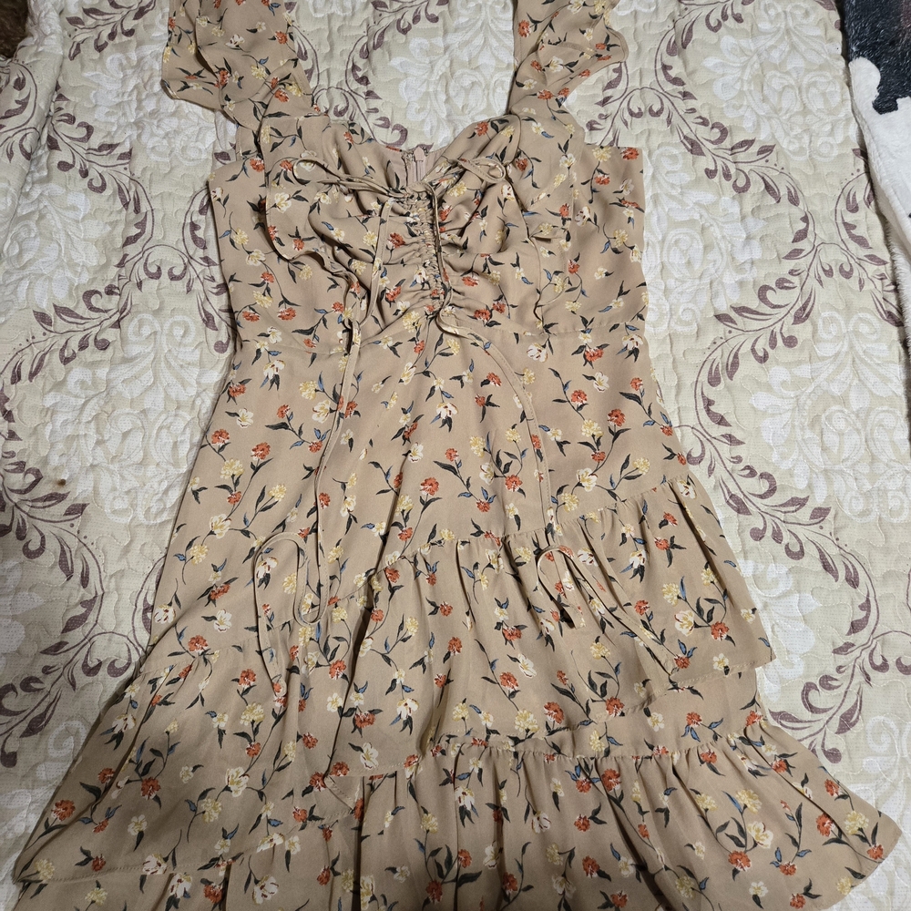 Floral Tan Dress